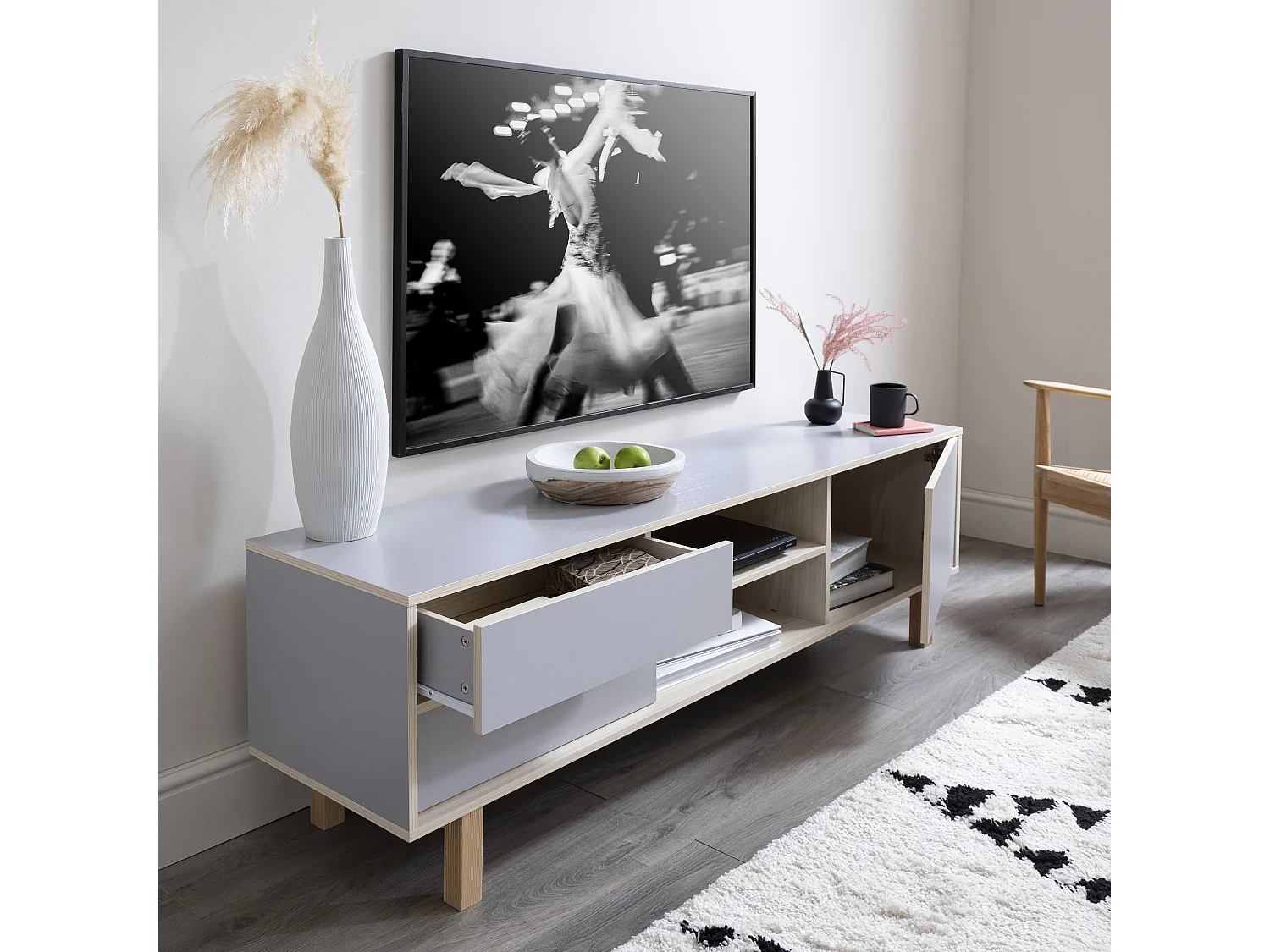 Noa & Nani Järstorp TV Unit in Grey & Oak Finish