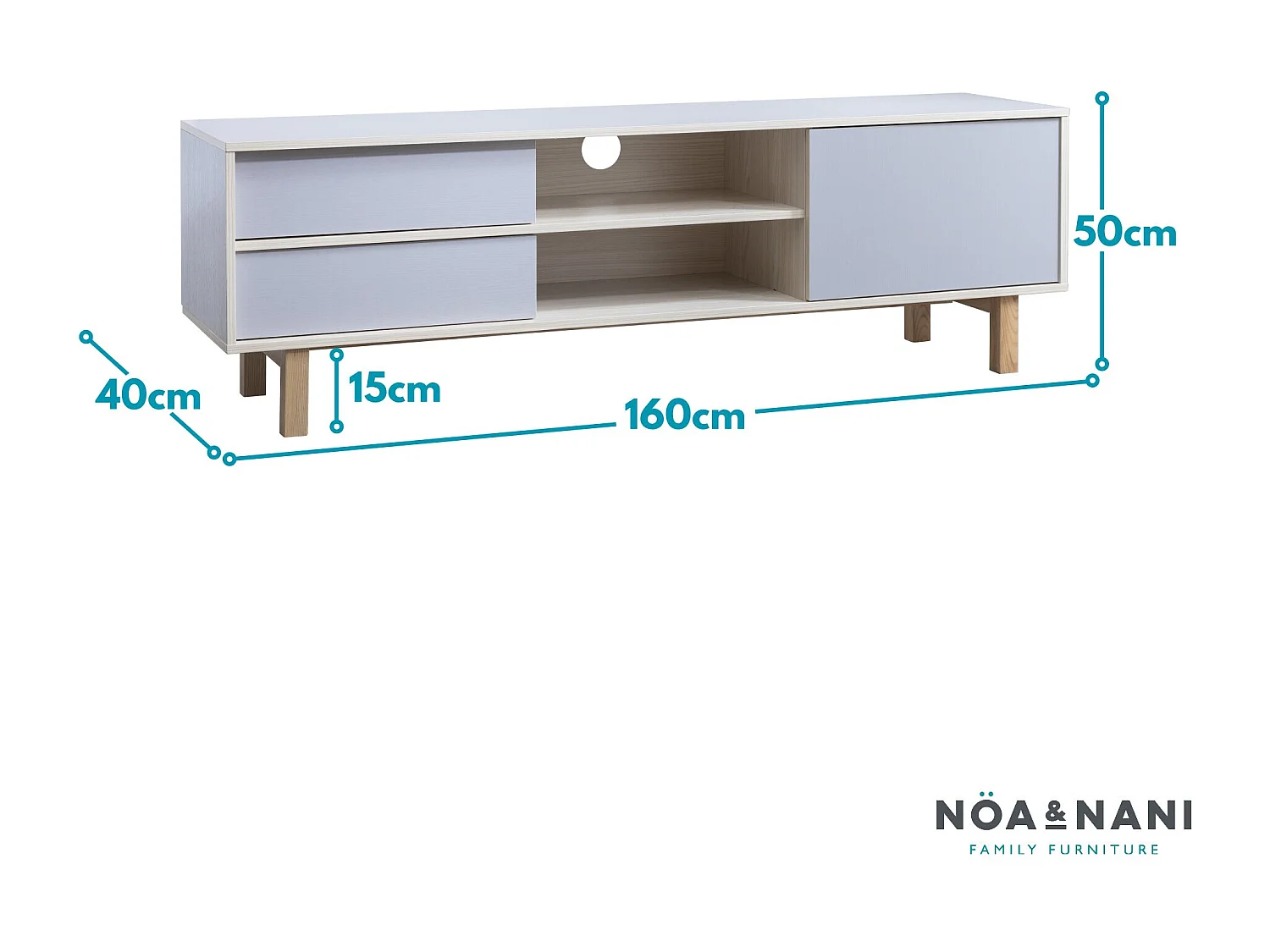 Noa & Nani Järstorp TV Unit in Grey & Oak Finish