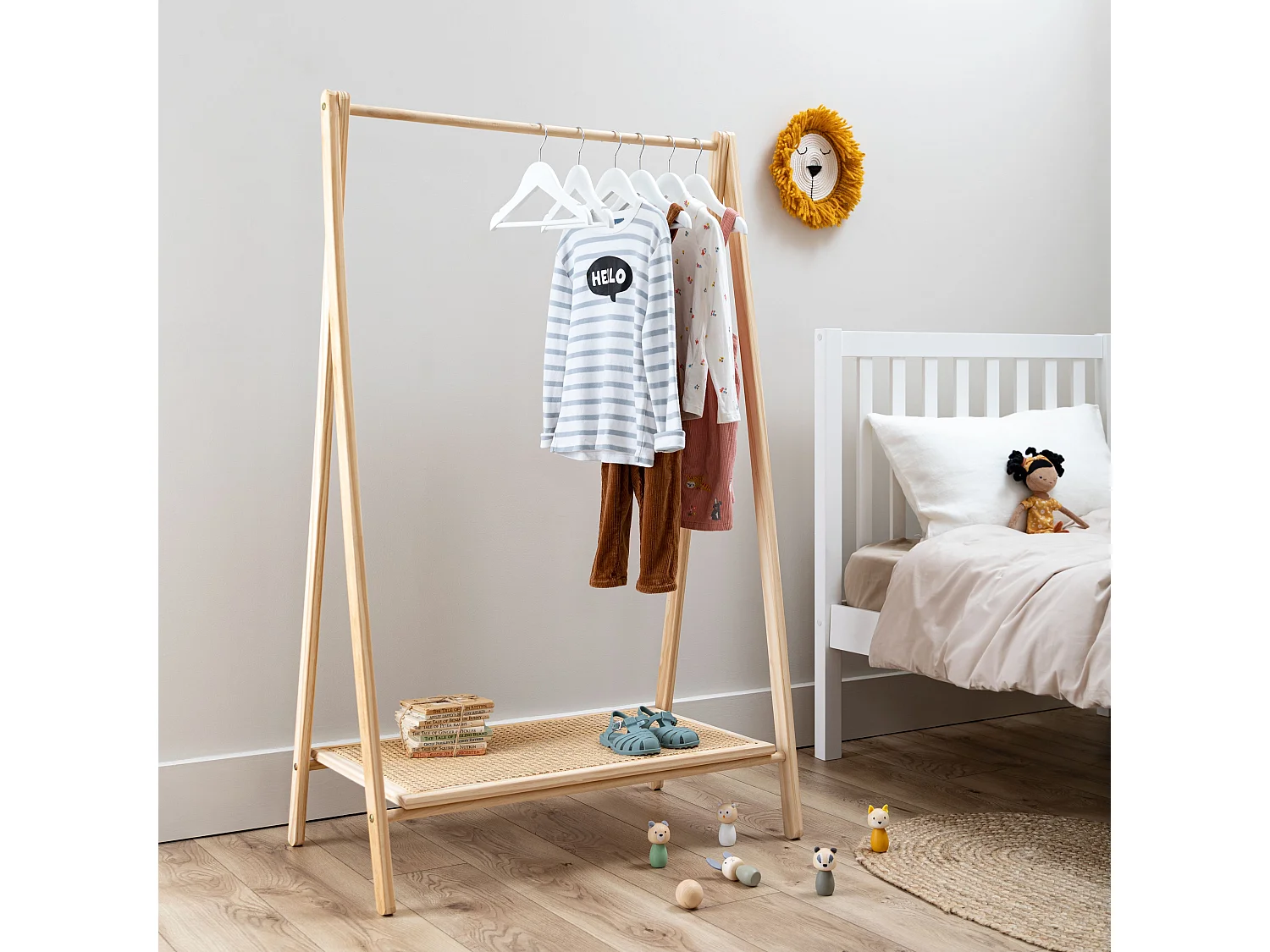 Noa & Nani Nelly Clothes Rail and Shoe Rack In Natural Rattan