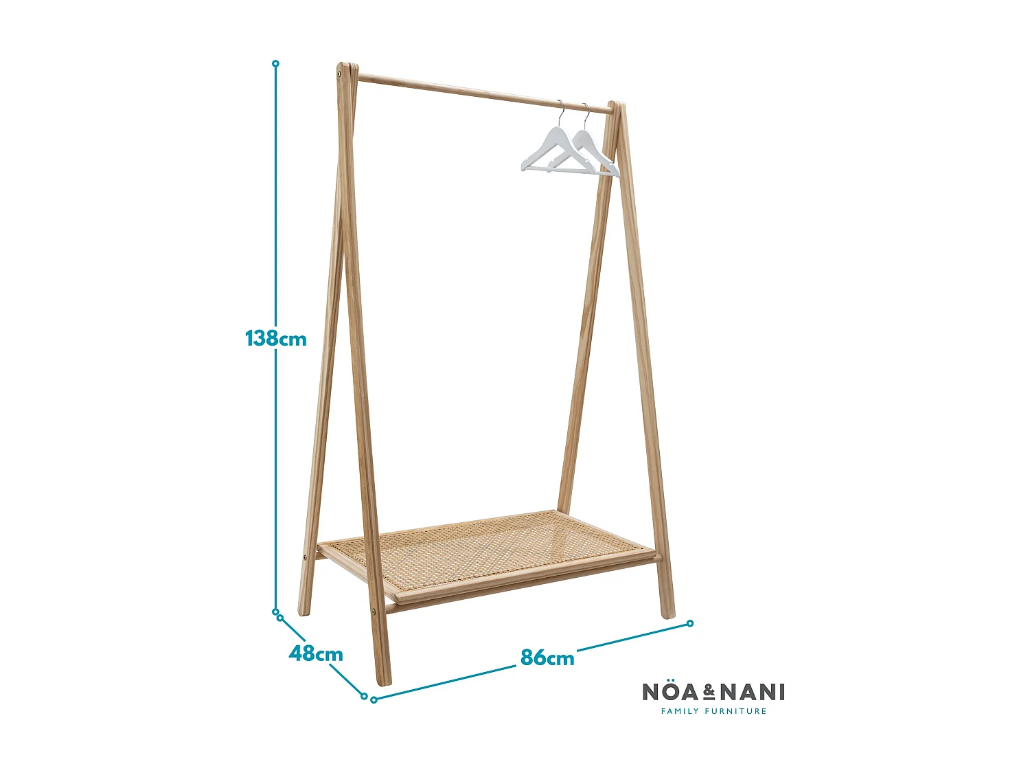 Noa & Nani Nelly Clothes Rail and Shoe Rack In Natural Rattan