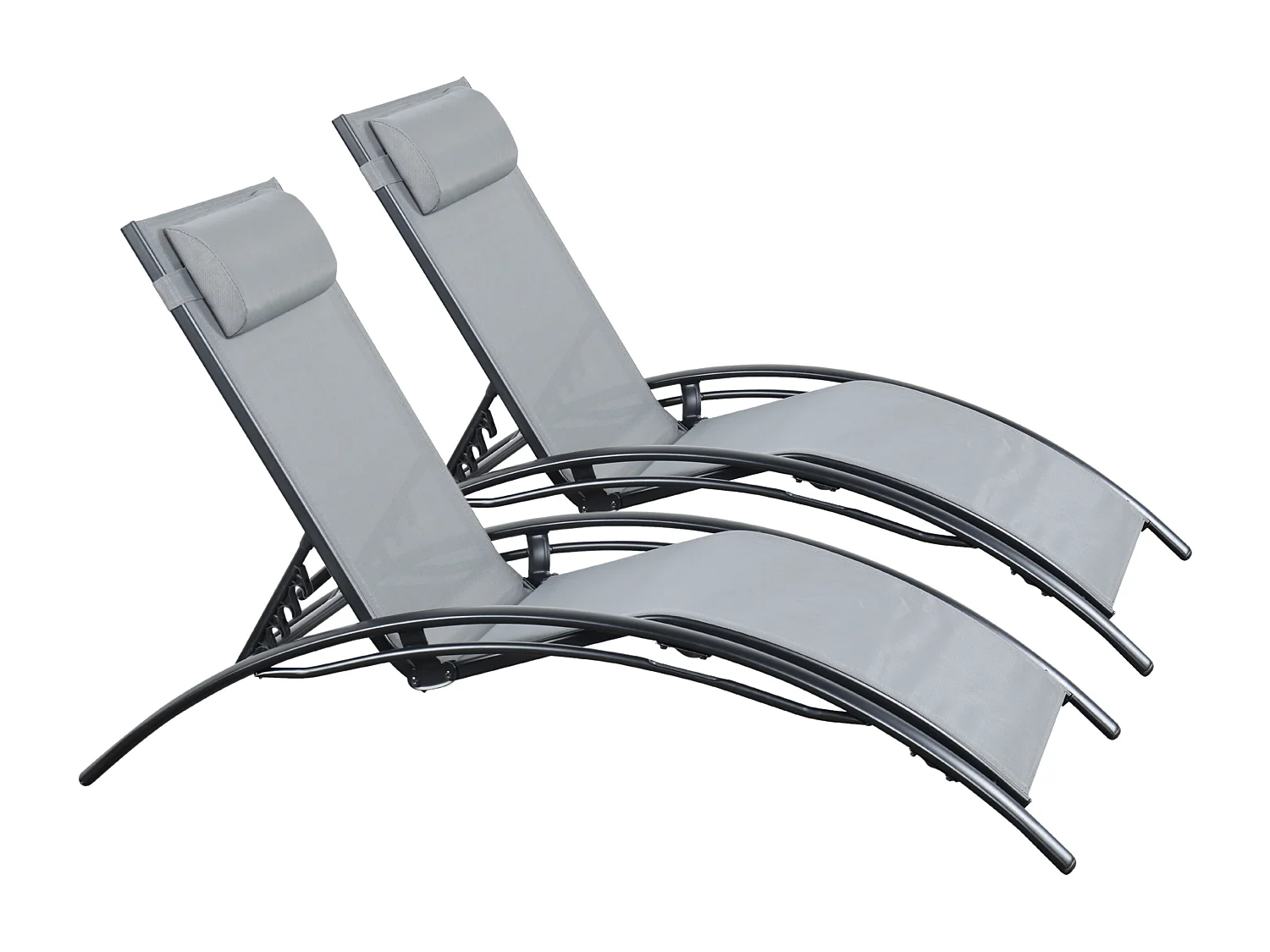 Pair of Bali Sun Loungers - Set of 2 - Grey