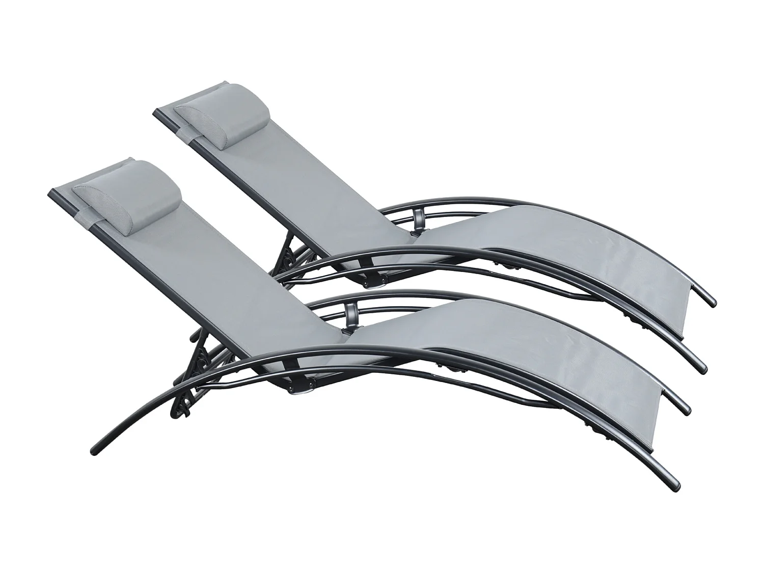 Pair of Bali Sun Loungers - Set of 2 - Grey
