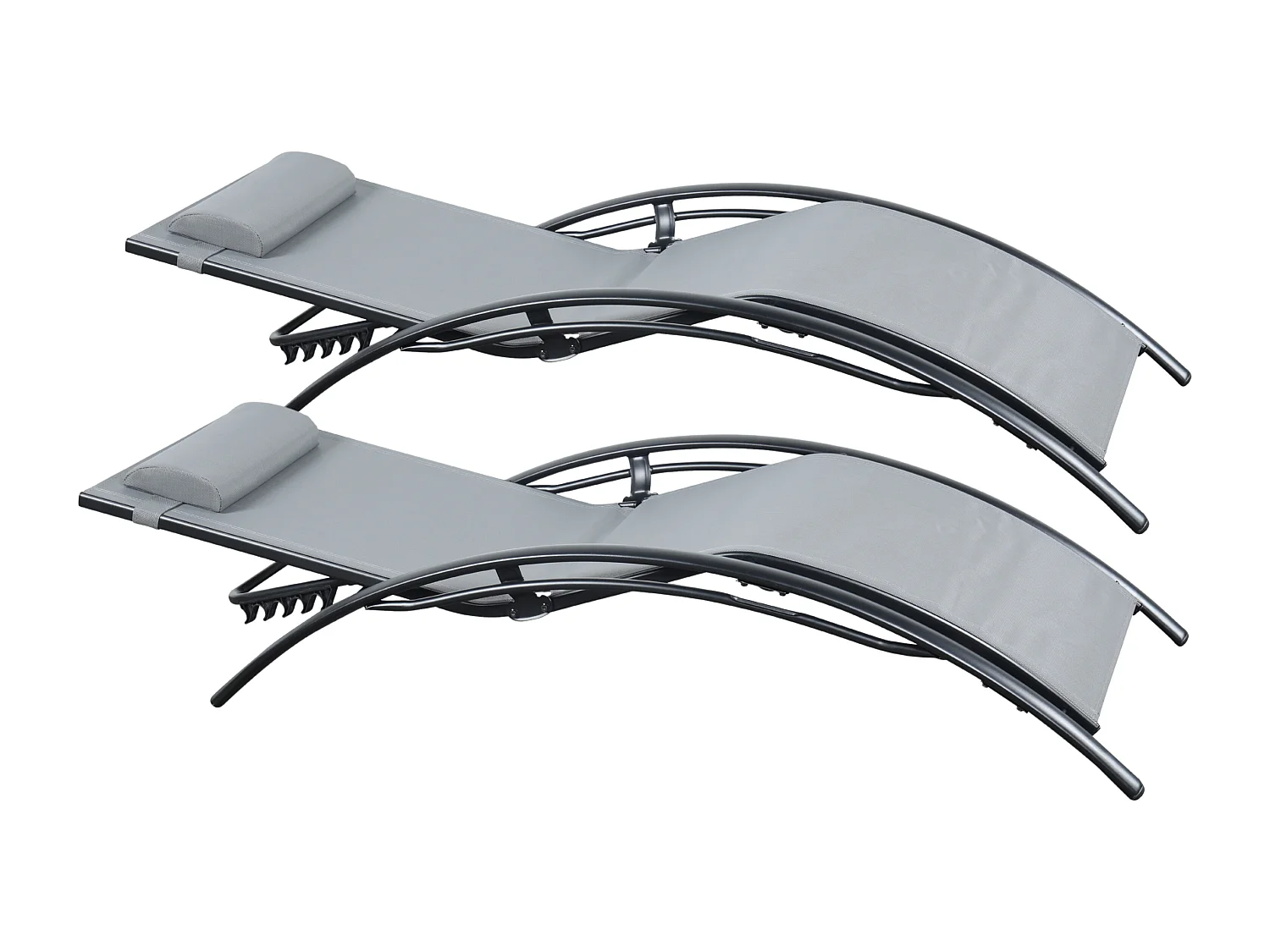 Pair of Bali Sun Loungers - Set of 2 - Grey