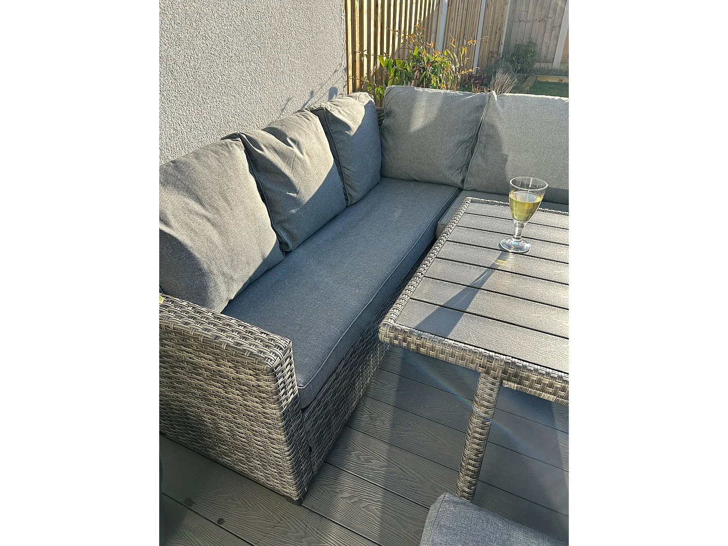 York 8 Seat Rattan Corner Sofa Dining Set - Mixed Grey