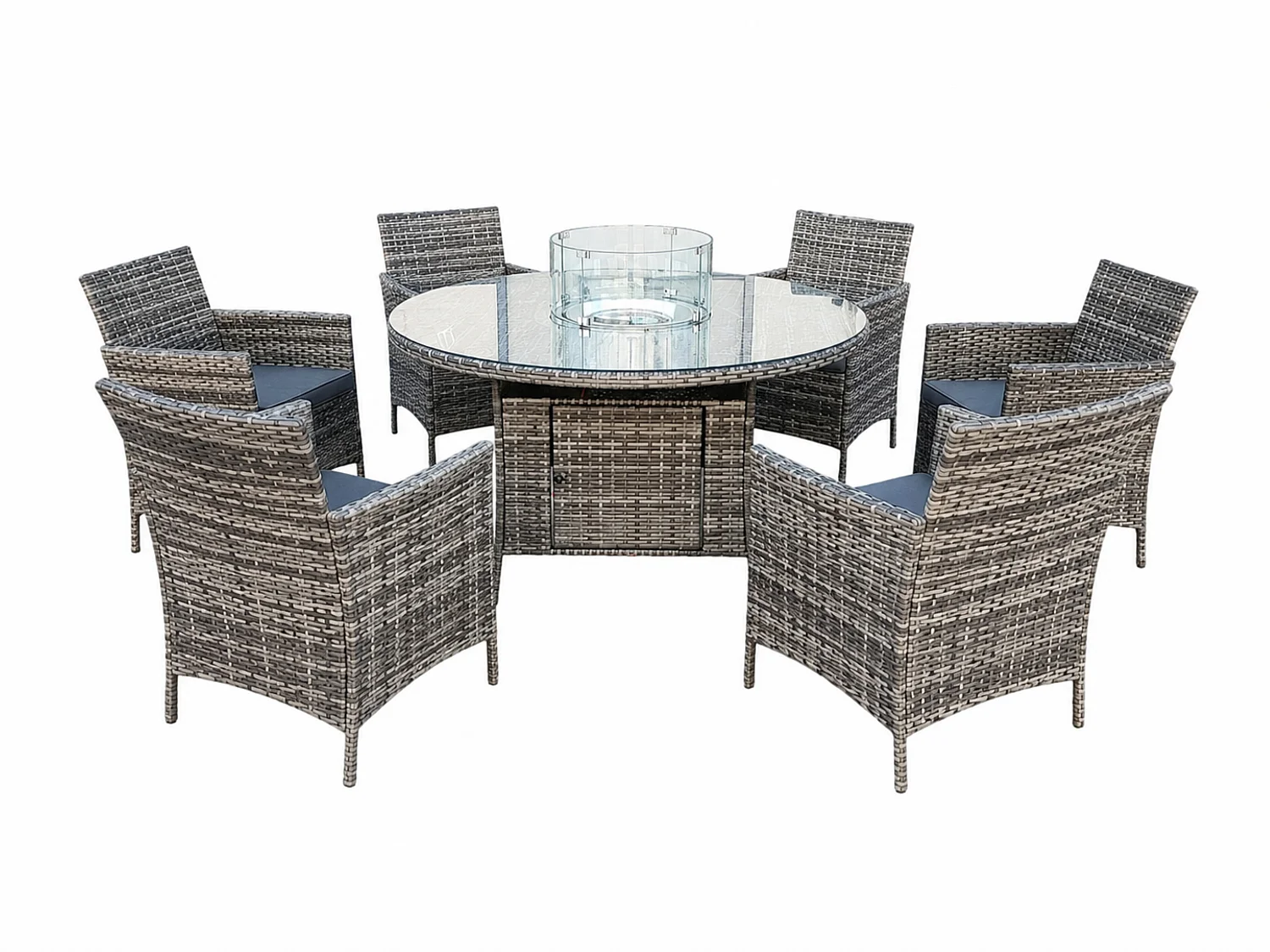 Amazon Rattan Fire Pit Dining Set - Round Table with 6 Chairs