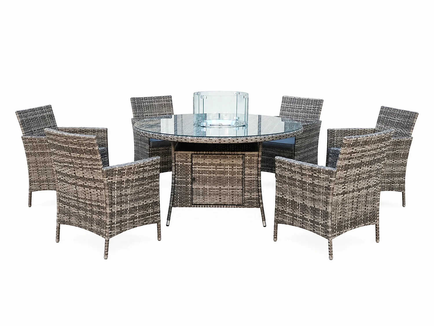Amazon Rattan Fire Pit Dining Set - Round Table with 6 Chairs