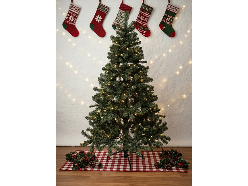 Winter Fir Green Pre-Lit Artificial Christmas Tree - LED multi function lights - 7FT with 210 LED lights