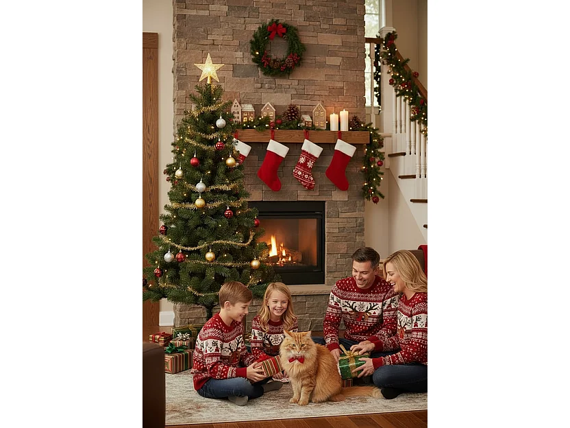 Winter Fir Green Pre-Lit Artificial Christmas Tree - LED multi function lights - 7FT with 210 LED lights