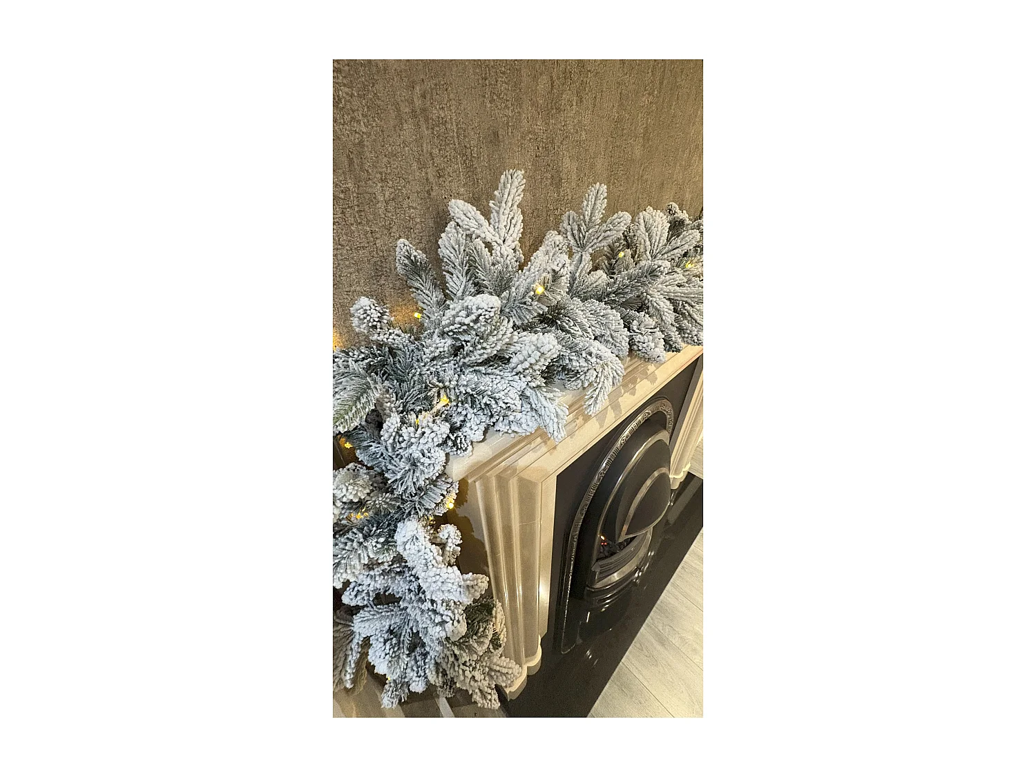 270cm Premium Mixed branch prelit Snow filled Christmas Garland - with timer