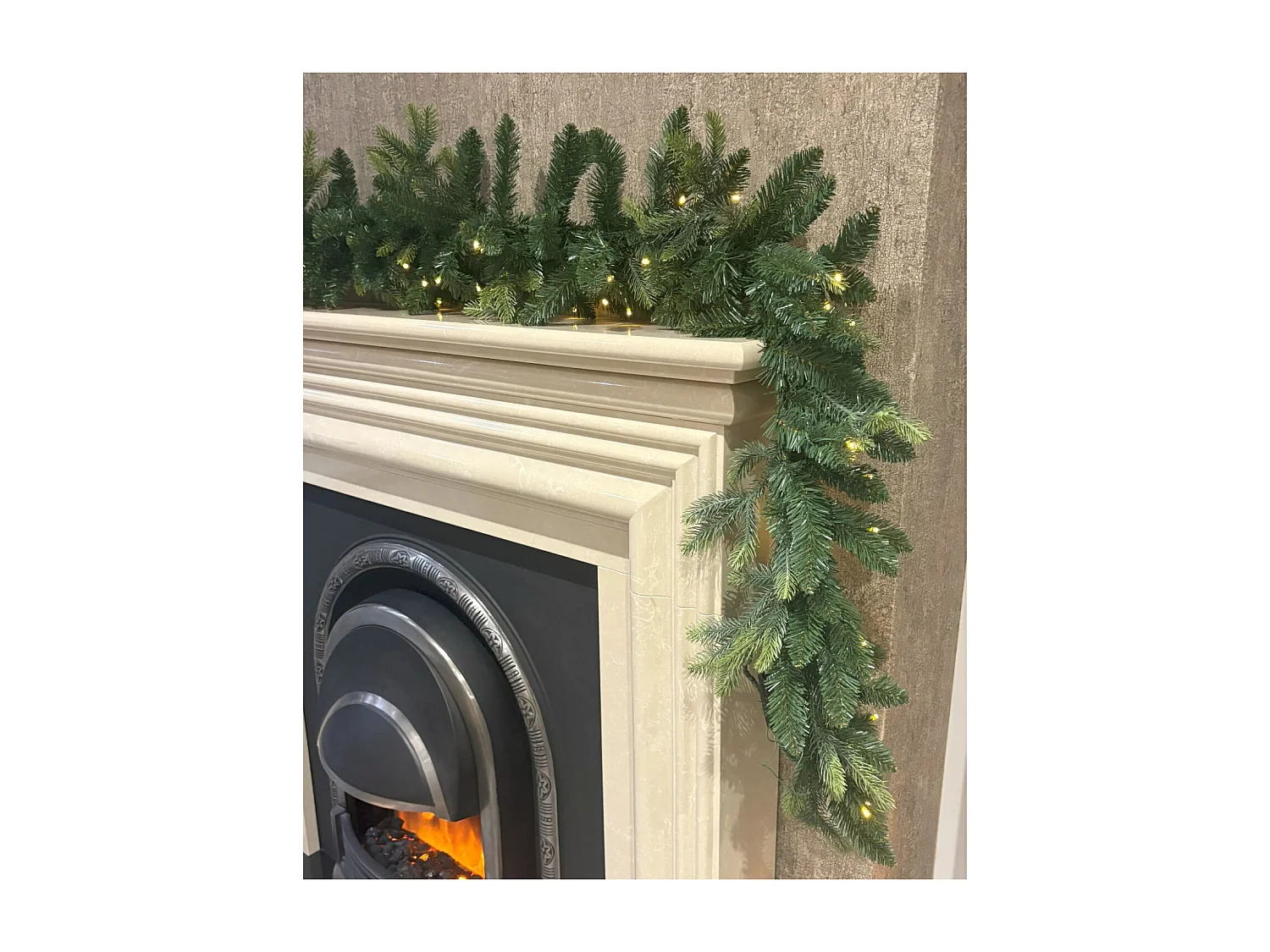 270cm Premium Mixed branch prelit Green Christmas Garland - with timer