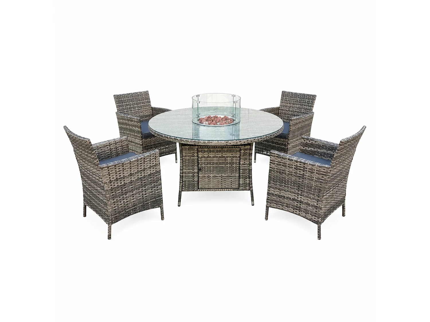 Amazon Rattan Fire Pit Dining Set - Round Table with 4 Chairs