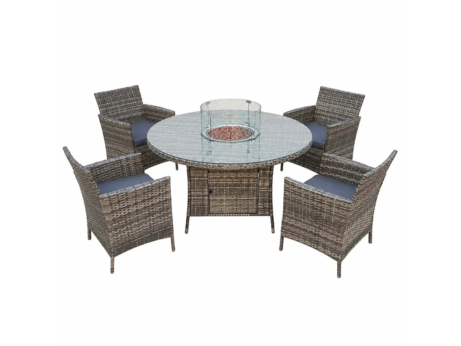 Amazon Rattan Fire Pit Dining Set - Round Table with 4 Chairs