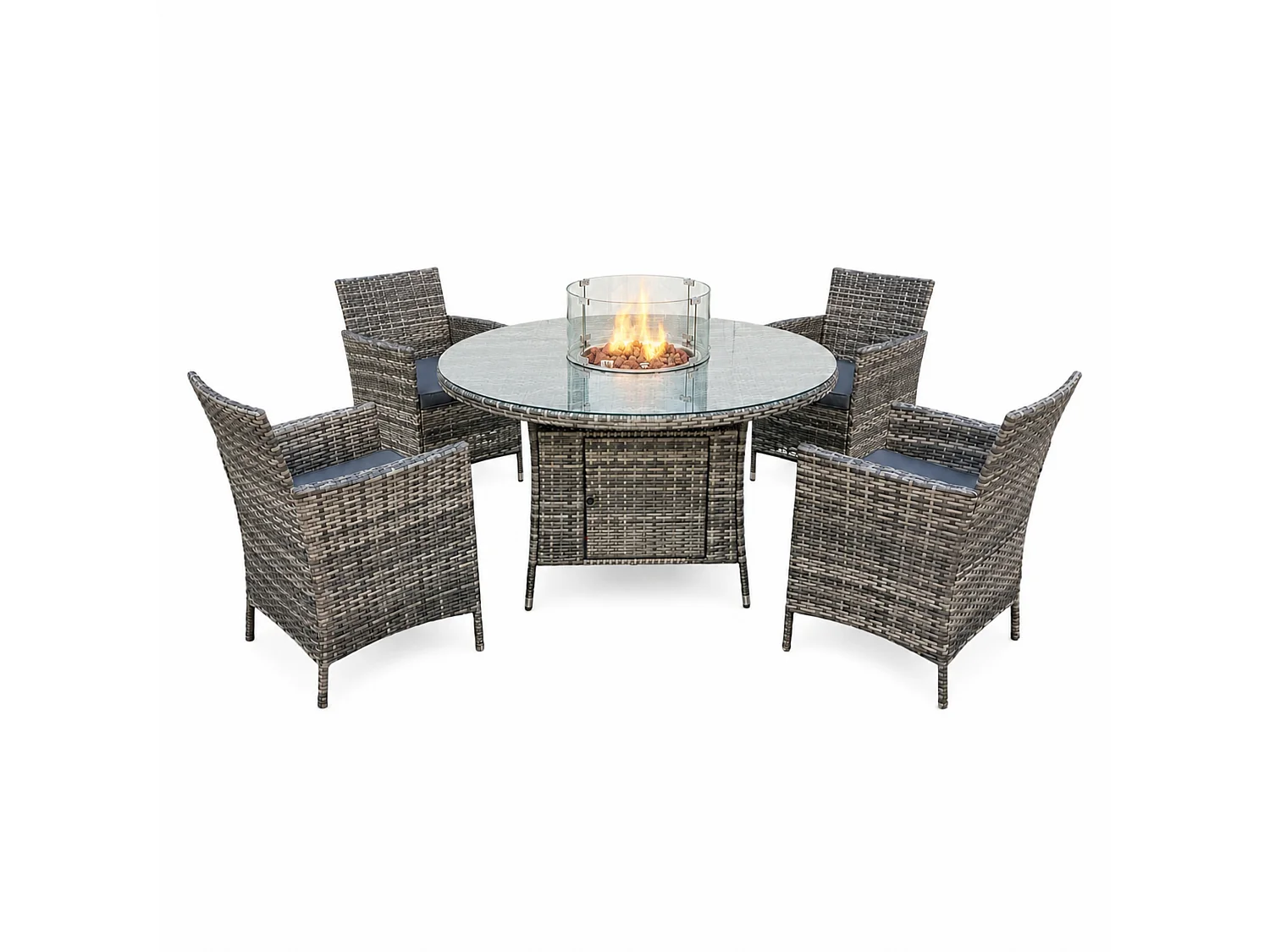 Amazon Rattan Fire Pit Dining Set - Round Table with 4 Chairs