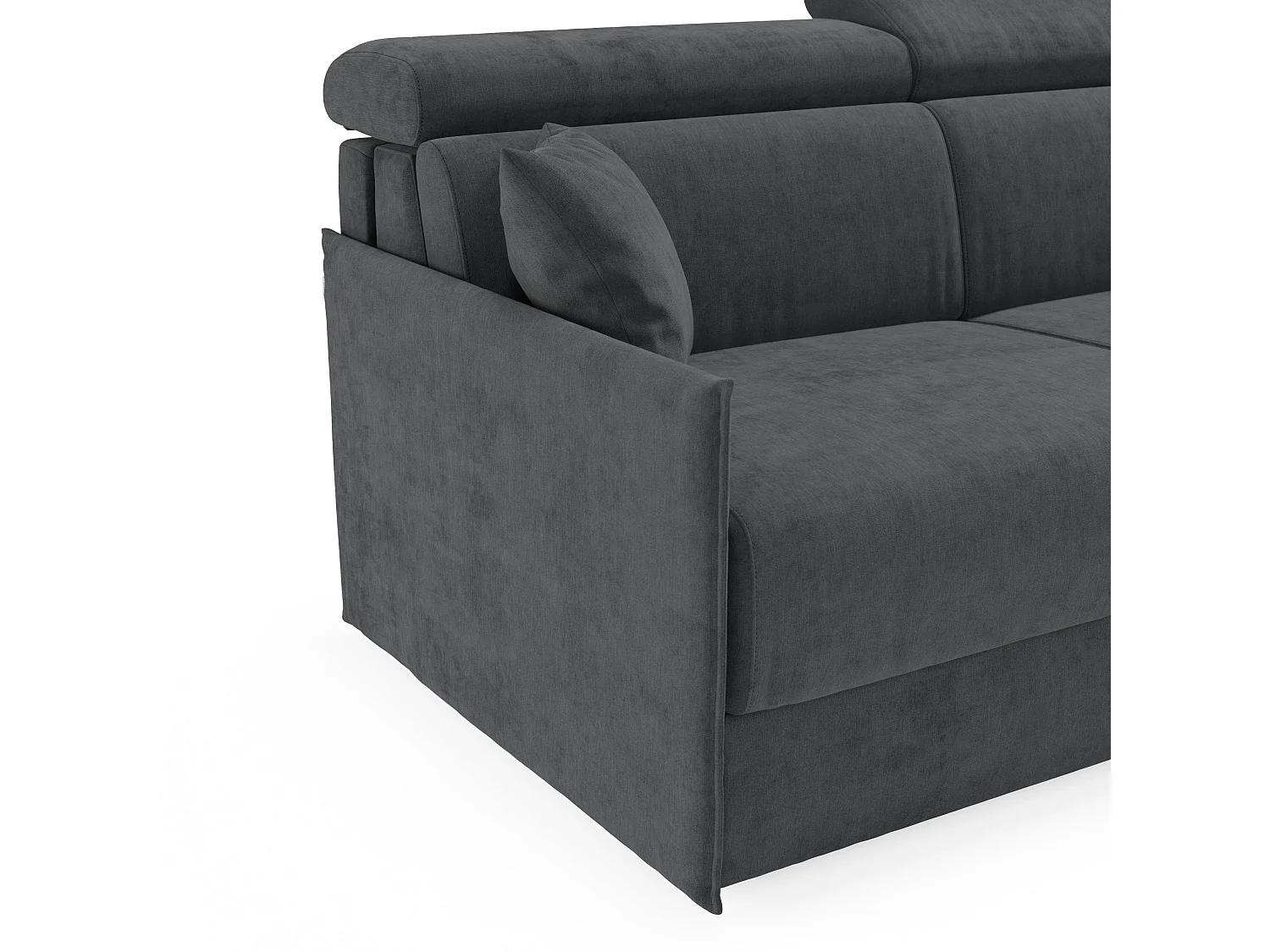 Miryam Schlafsofa mit Matratze mit verstellbaren Kopfstützen aus weichem, fleckenabweisendem Stoff T31 149 cm anthrazitgrau