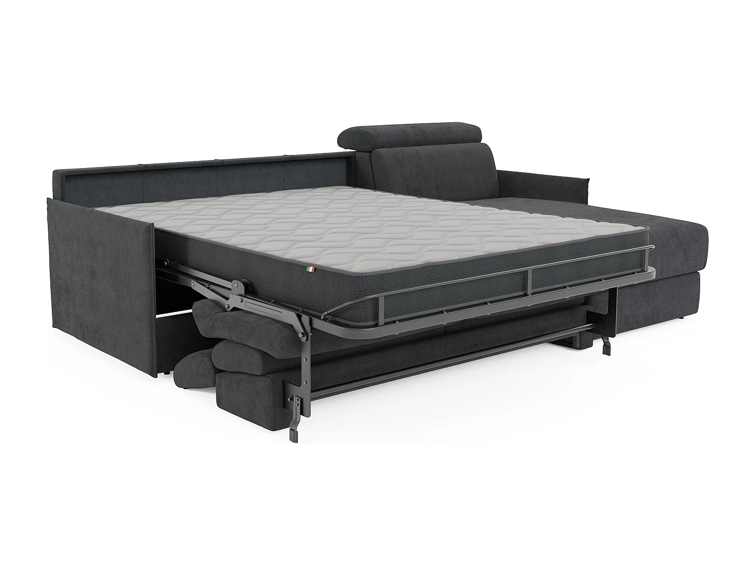 Miryam Ecksofa mit Matratze mit verstellbaren Kopfstützen aus weichem, fleckenabweisendem Stoff T31 252 cm links rostrot