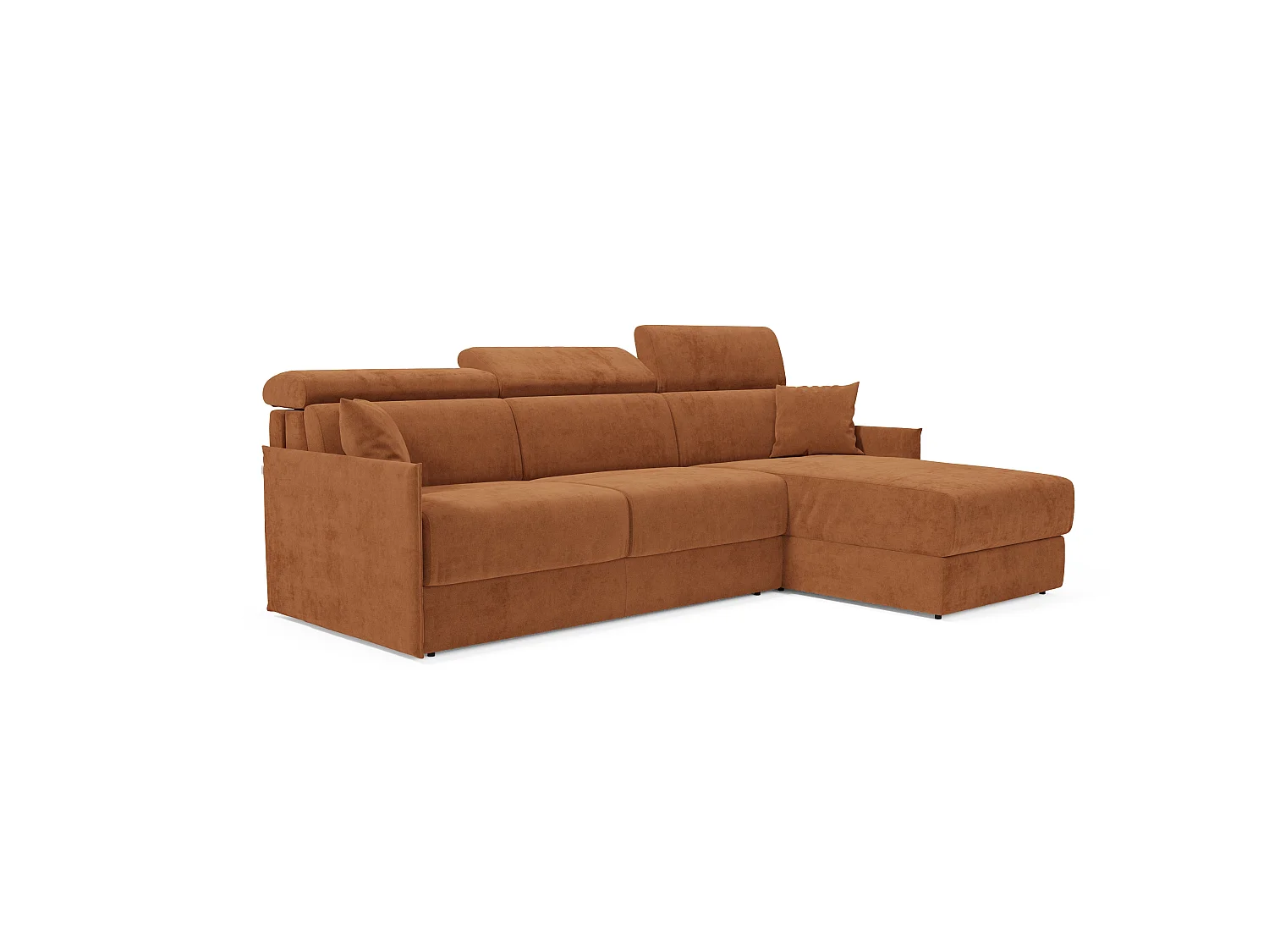 Miryam Canapé convertible d'angle en tissu détachable T31 252 cm Gauche orange