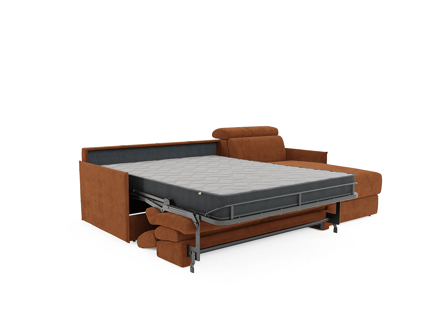 Miryam Canapé convertible d'angle en tissu détachable T31 252 cm Gauche orange