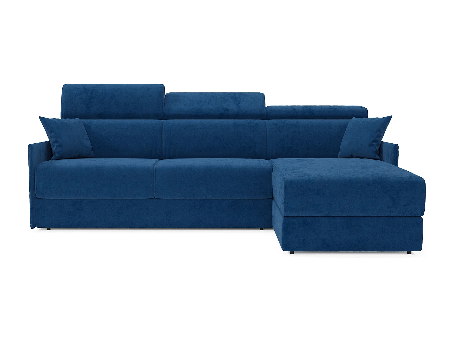 Miryam Ecksofa mit Matratze mit verstellbaren Kopfstützen aus weichem, fleckenabweisendem Stoff T31 252 cm links blau