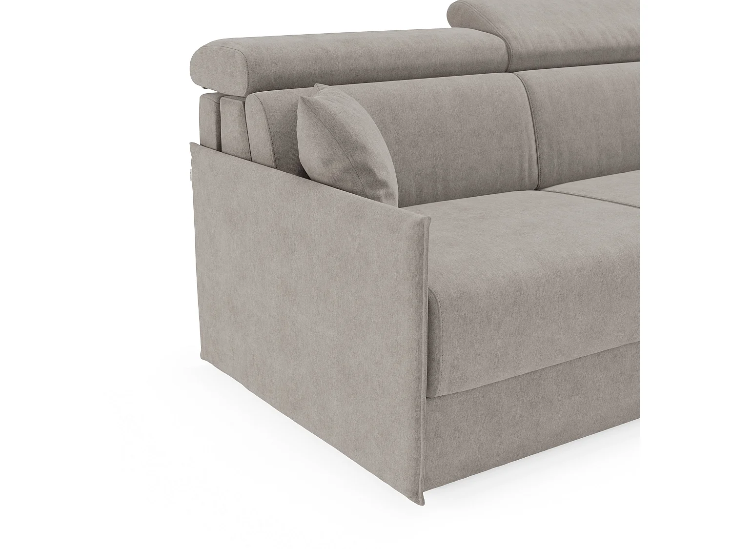 Miryam Ecksofa mit Matratze mit verstellbaren Kopfstützen aus weichem, fleckenabweisendem Stoff T31 232 cm links grau