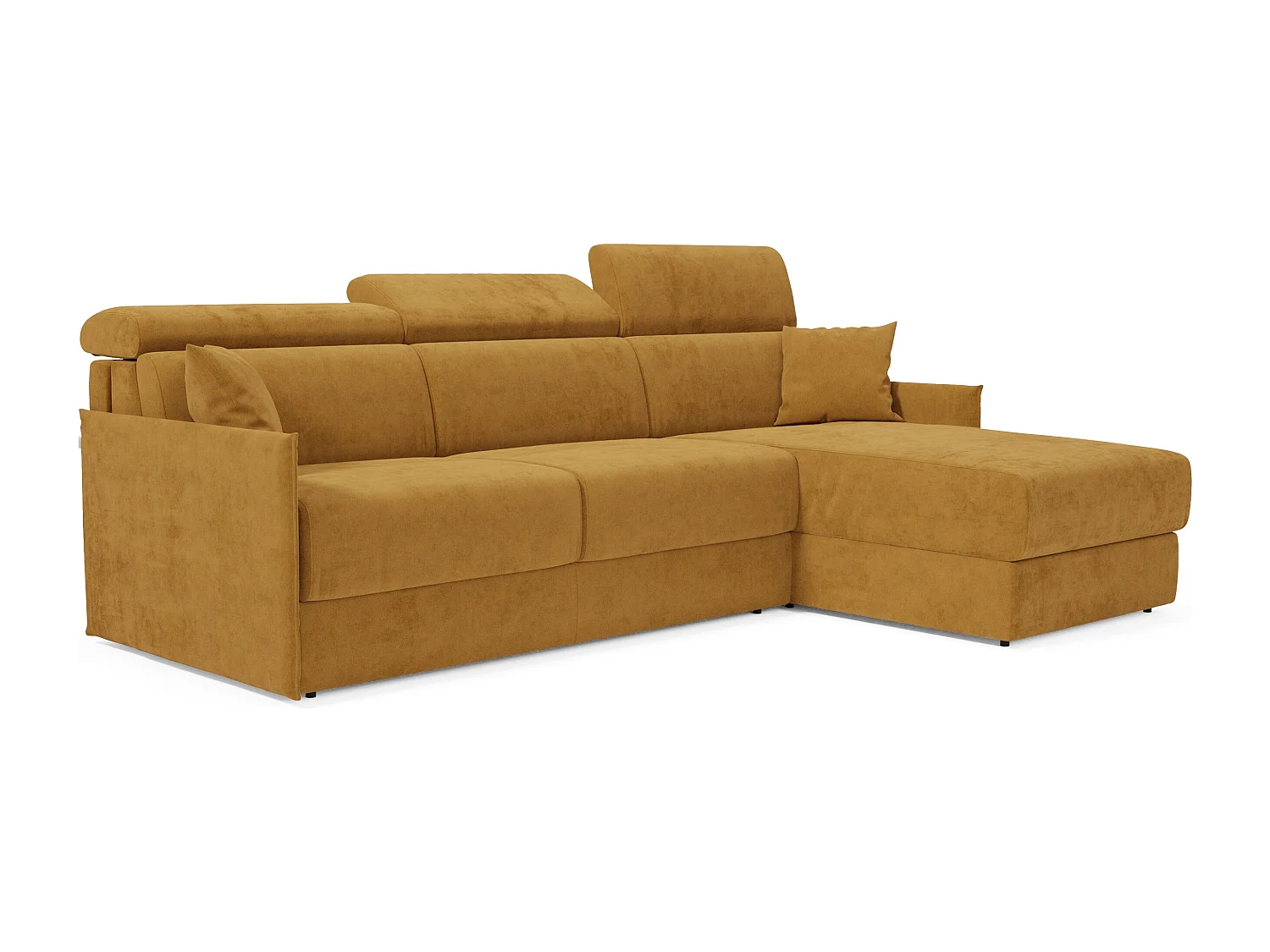 Miryam Ecksofa mit Matratze mit verstellbaren Kopfstützen aus weichem, fleckenabweisendem Stoff T31 232 cm rechts gelb