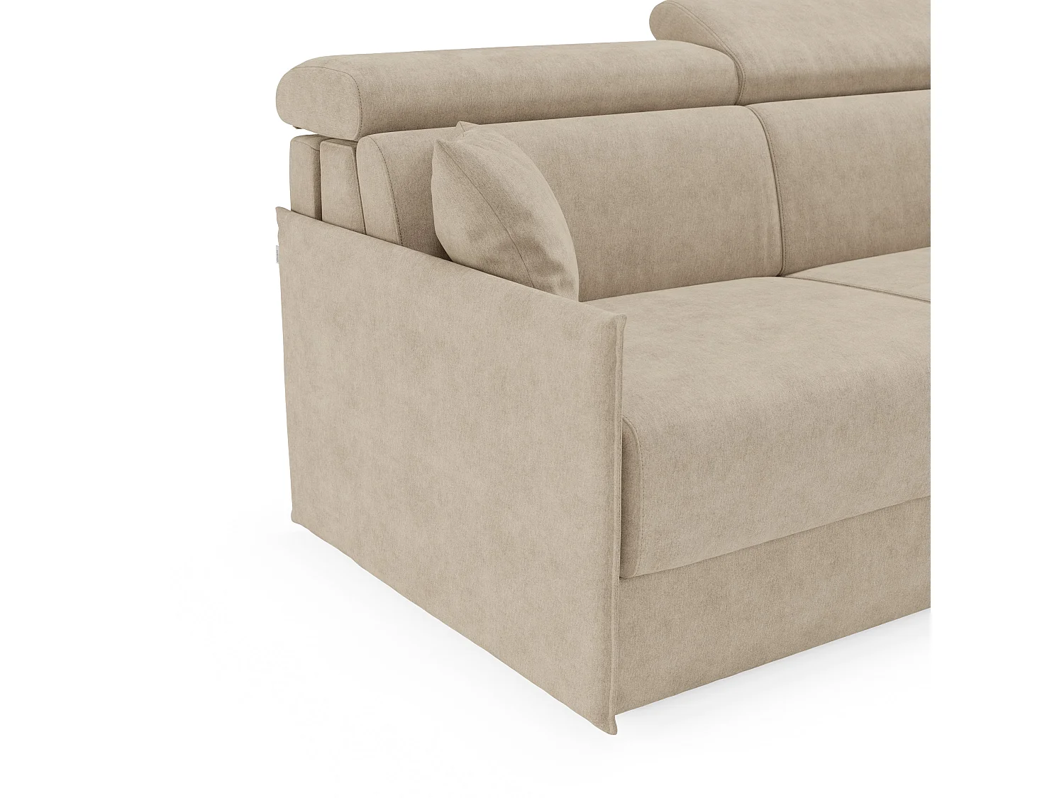 Miryam Ecksofa mit Matratze mit verstellbaren Kopfstützen aus weichem, fleckenabweisendem Stoff T31 252 cm rechts beige