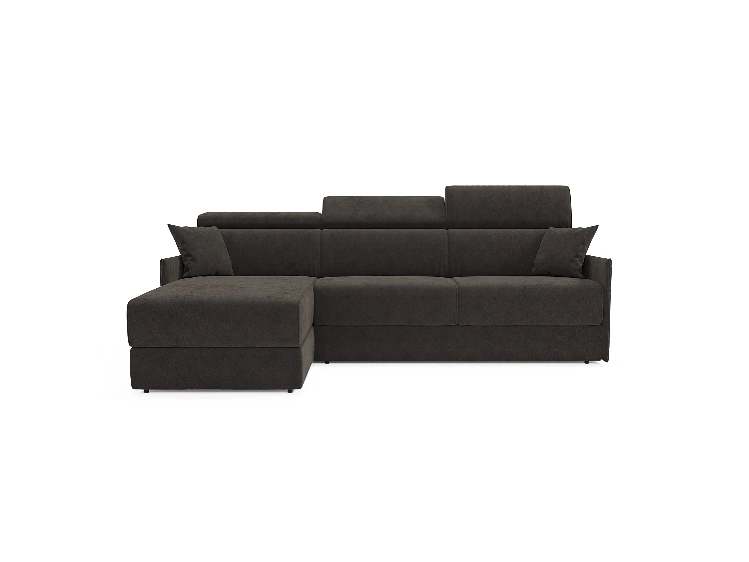 Miryam Ecksofa mit Matratze mit verstellbaren Kopfstützen aus weichem, fleckenabweisendem Stoff T31 232 cm links schwarz
