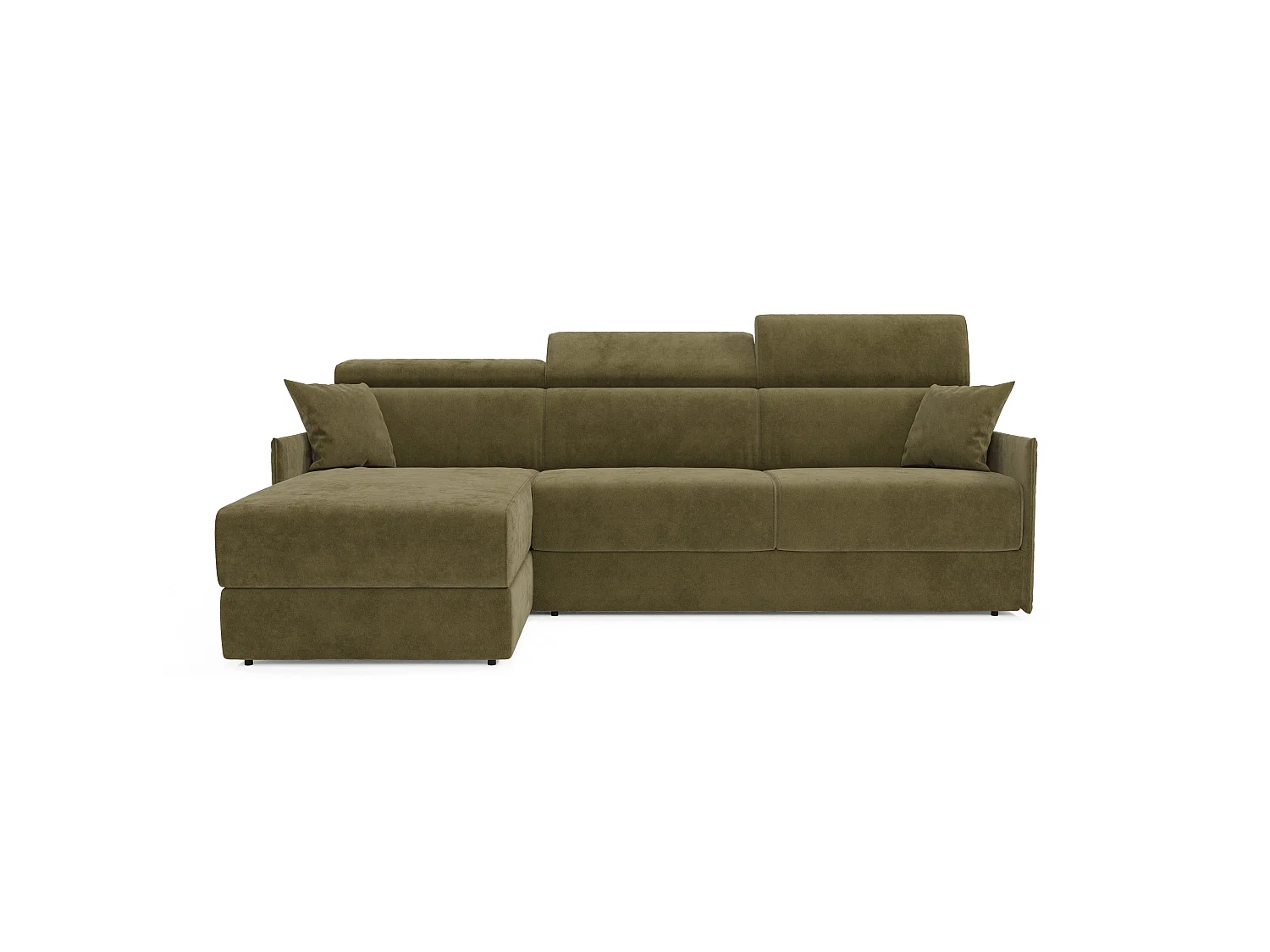 Miryam Ecksofa mit Matratze mit verstellbaren Kopfstützen aus weichem, fleckenabweisendem Stoff T31 252 cm links grün