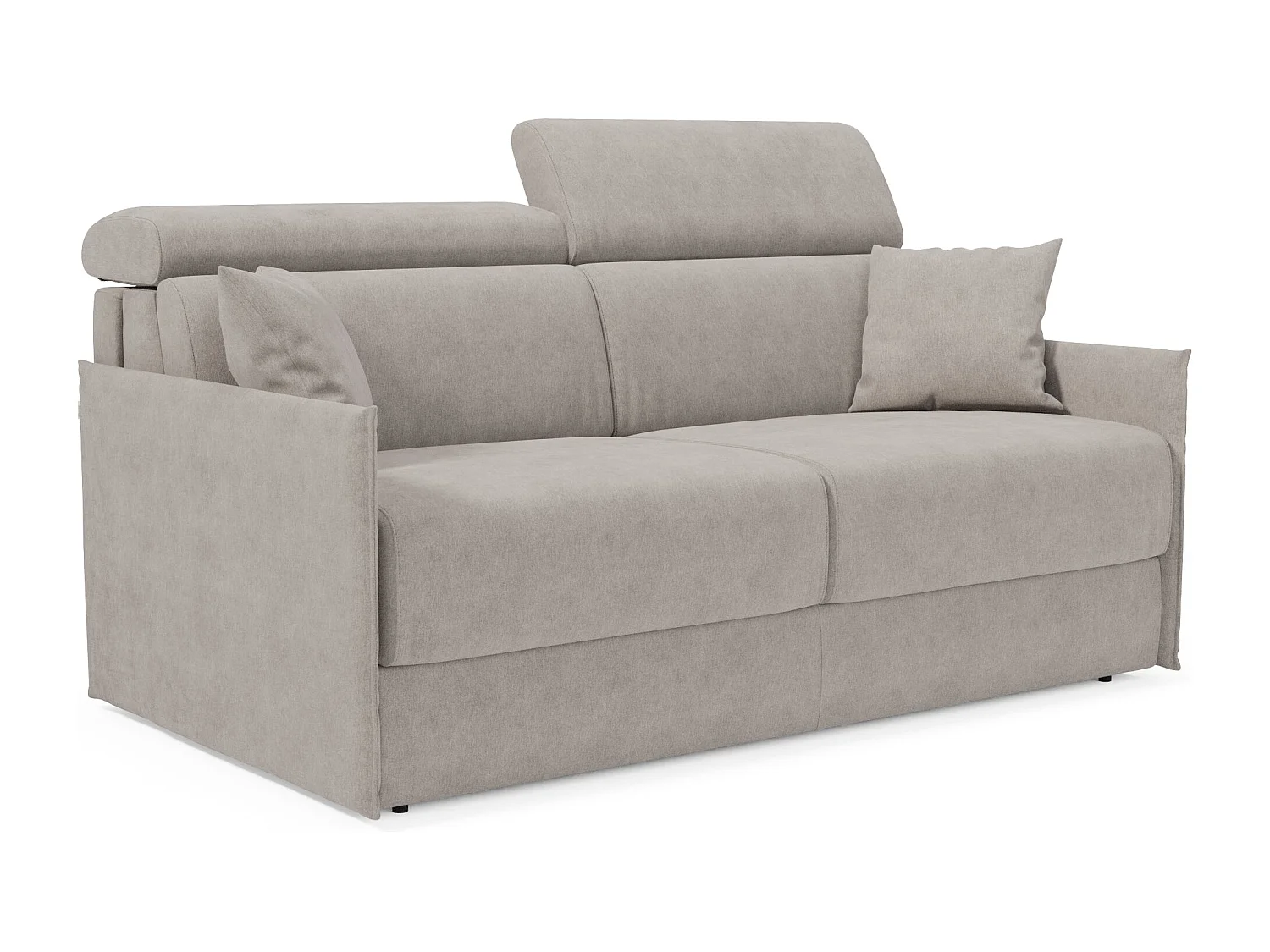 Miryam Schlafsofa mit Matratze mit verstellbaren Kopfstützen aus weichem, fleckenabweisendem Stoff T31 149 cm grau