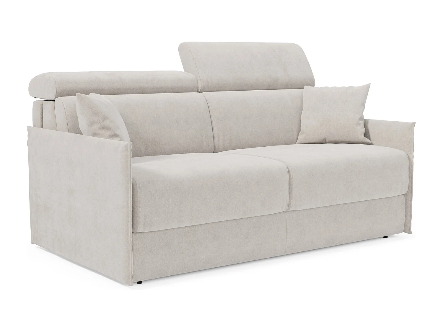 Miryam Schlafsofa mit Matratze mit verstellbaren Kopfstützen aus weichem, fleckenabweisendem Stoff T31 169 cm weiß