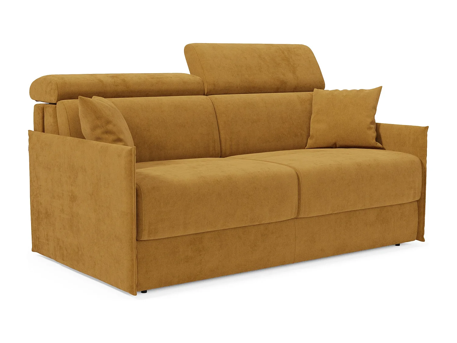 Miryam Schlafsofa mit Matratze mit verstellbaren Kopfstützen aus weichem, fleckenabweisendem Stoff T31 189 cm gelb