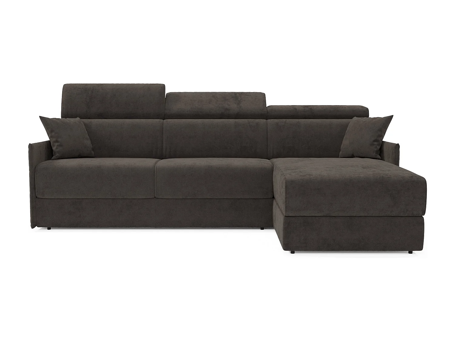 Miryam Ecksofa mit Matratze mit verstellbaren Kopfstützen aus weichem, fleckenabweisendem Stoff T31 272 cm links schwarz
