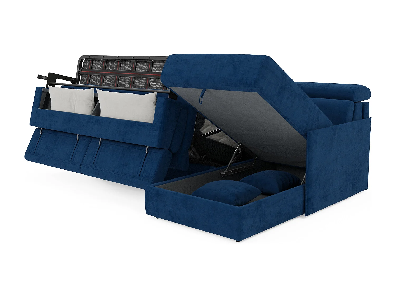 Miryam Ecksofa mit Matratze mit verstellbaren Kopfstützen aus weichem, fleckenabweisendem Stoff T31 232 cm rechts blau