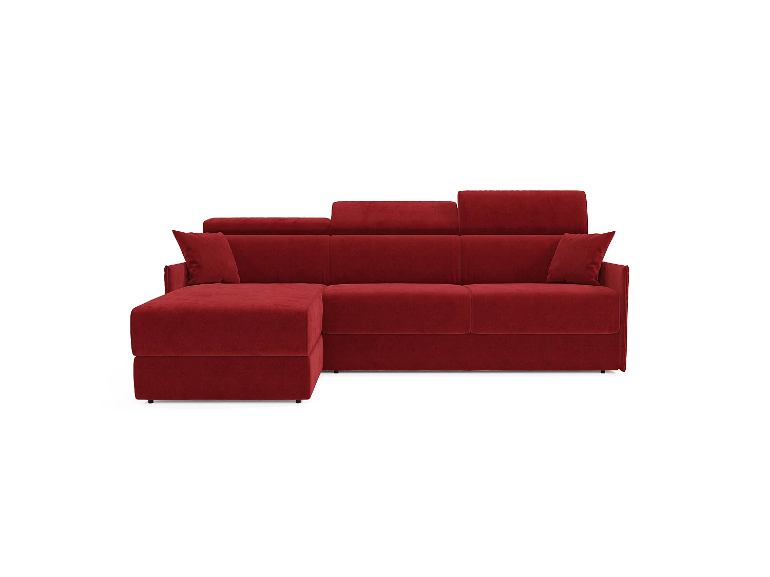 Miryam Ecksofa mit Matratze mit verstellbaren Kopfstützen aus weichem, fleckenabweisendem Stoff T31 272 cm links rot