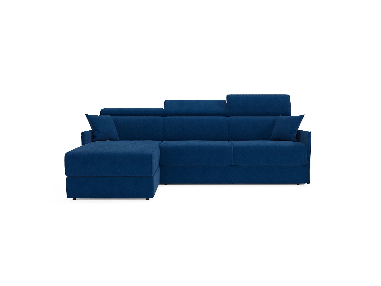 Miryam Ecksofa mit Matratze mit verstellbaren Kopfstützen aus weichem, fleckenabweisendem Stoff T31 272 cm links blau