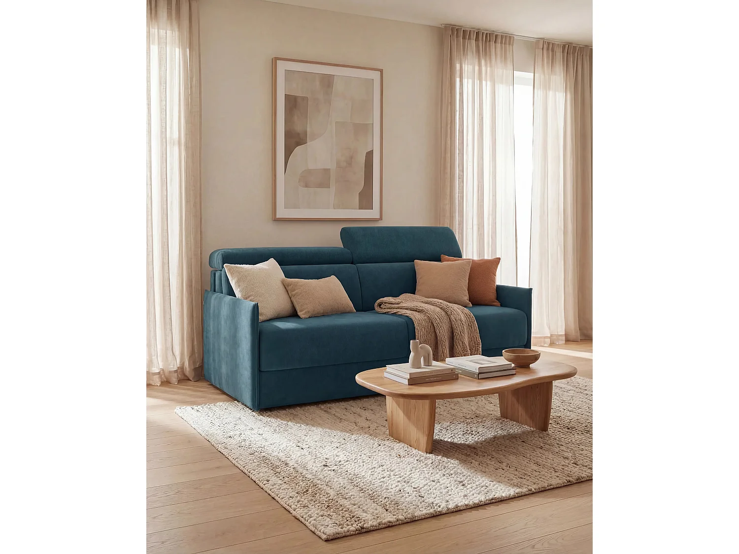 Miryam Schlafsofa mit Matratze mit verstellbaren Kopfstützen aus weichem, fleckenabweisendem Stoff T31 149 cm grün