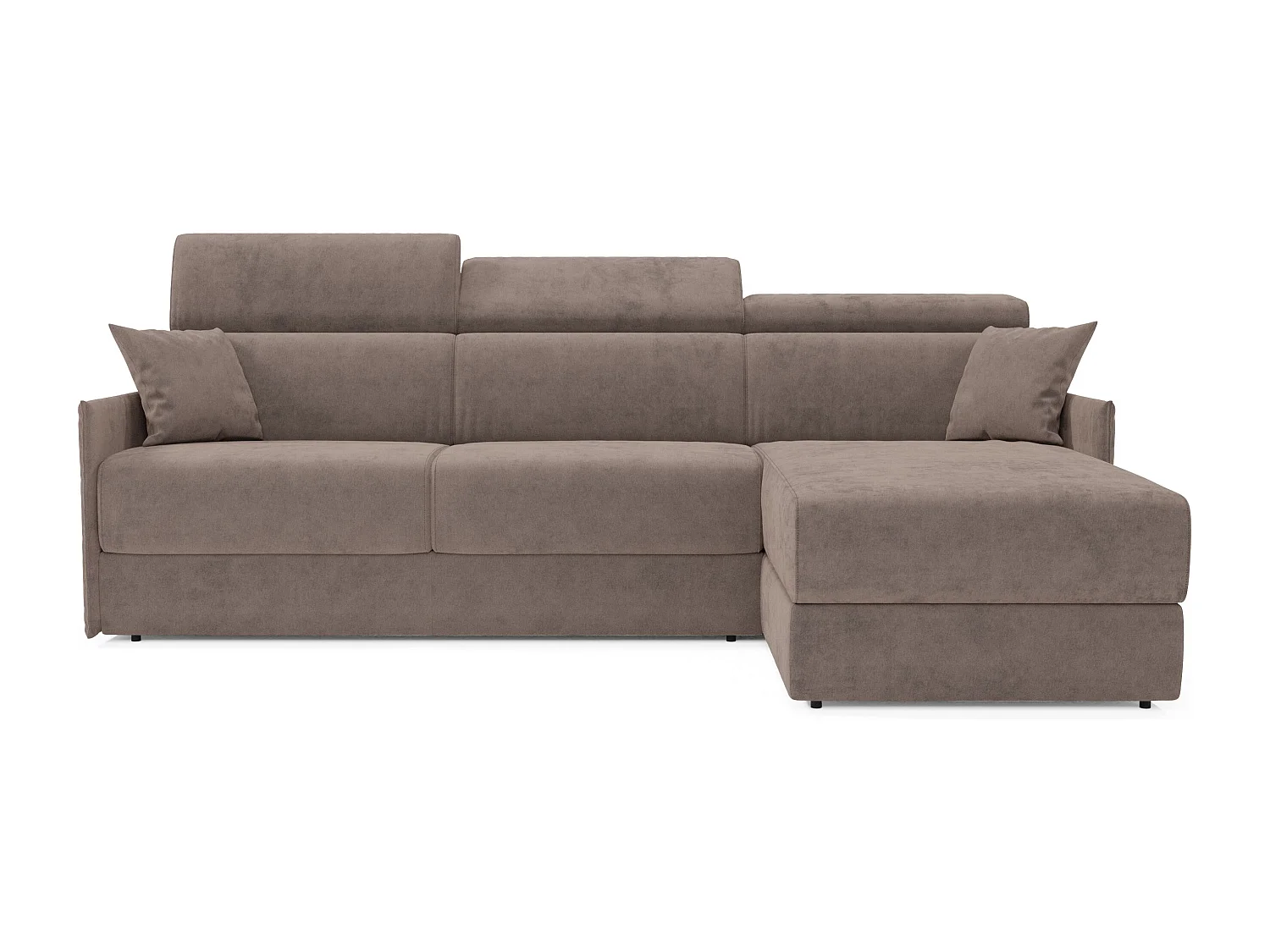 Miryam Ecksofa mit Matratze mit verstellbaren Kopfstützen aus weichem, fleckenabweisendem Stoff T31 252 cm links braun