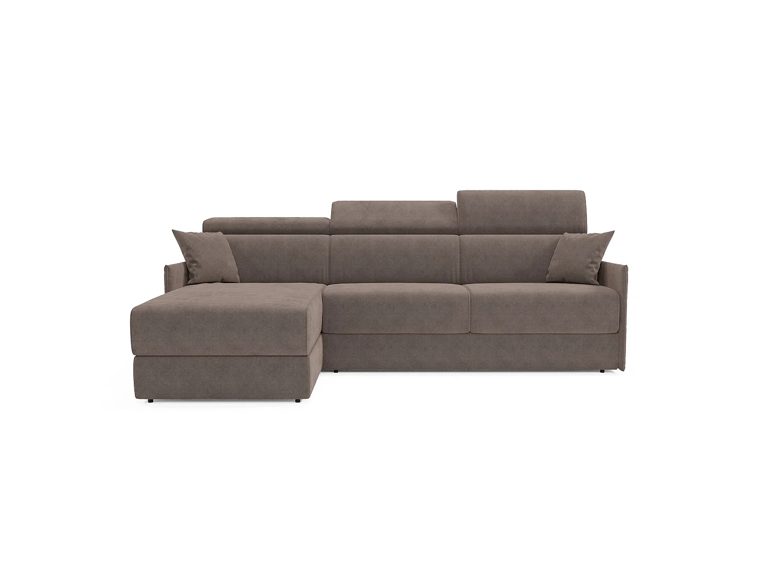 Miryam Ecksofa mit Matratze mit verstellbaren Kopfstützen aus weichem, fleckenabweisendem Stoff T31 252 cm links braun