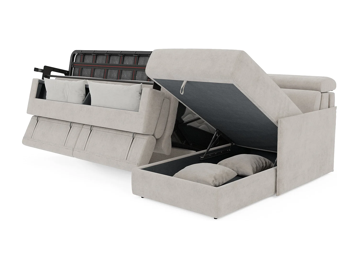 Miryam Ecksofa mit Matratze mit verstellbaren Kopfstützen aus weichem, fleckenabweisendem Stoff T31 232 cm links weiß