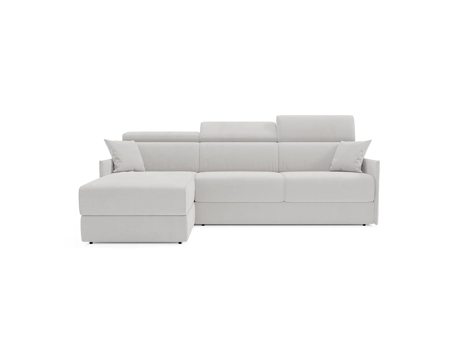 Miryam Ecksofa mit Matratze mit verstellbaren Kopfstützen aus weichem, fleckenabweisendem Stoff T31 232 cm links weiß
