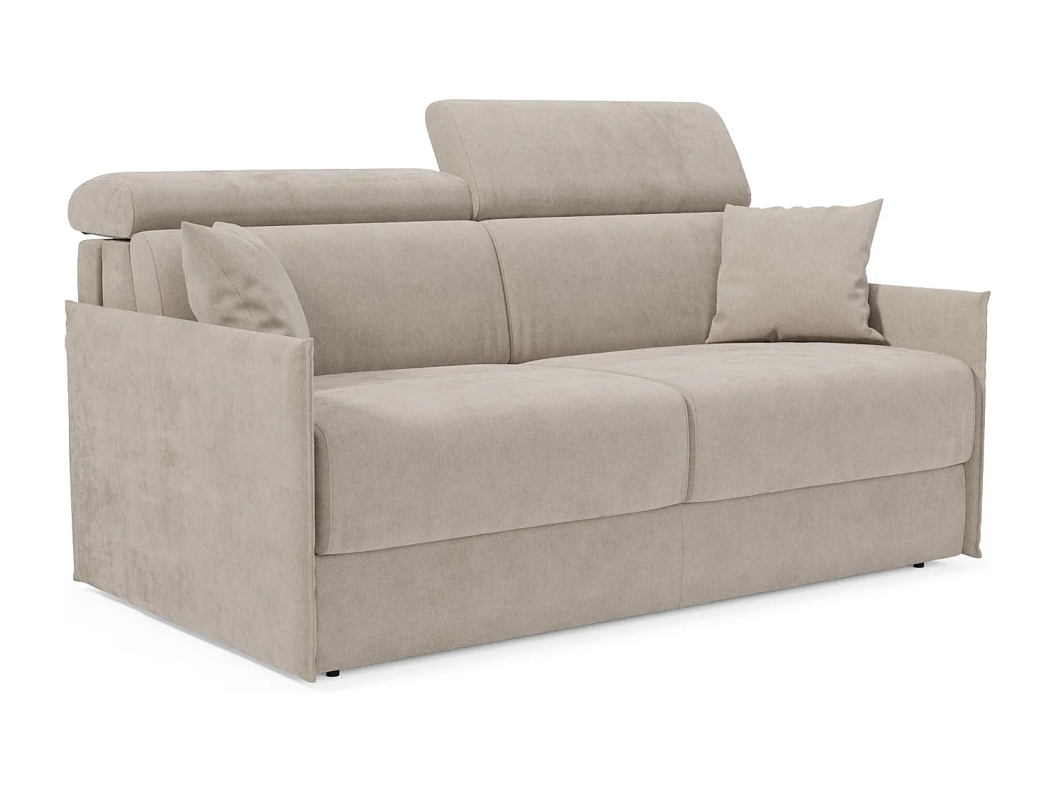 Miryam Schlafsofa mit Matratze mit verstellbaren Kopfstützen aus weichem, fleckenabweisendem Stoff T31 149 cm graubeige