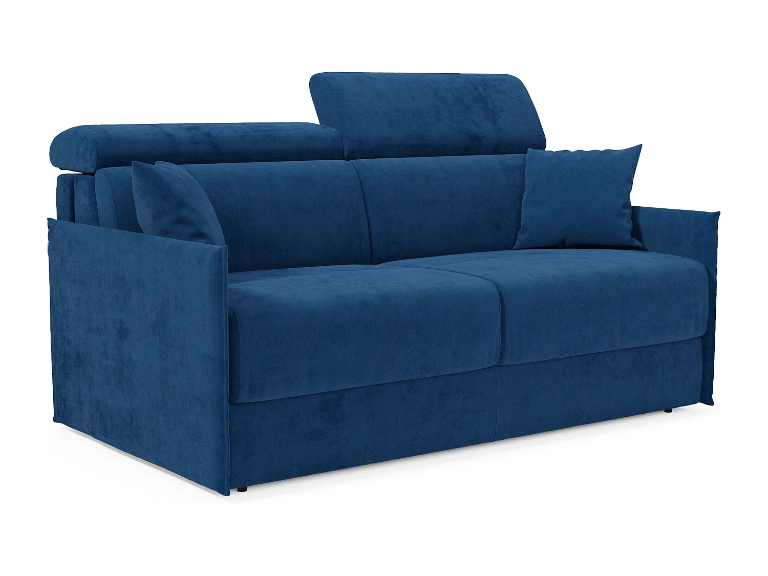 Miryam Schlafsofa mit Matratze mit verstellbaren Kopfstützen aus weichem, fleckenabweisendem Stoff T31 189 cm blau