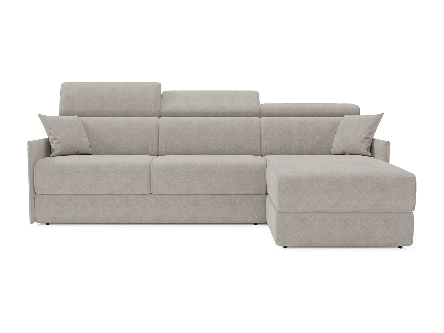 Miryam Ecksofa mit Matratze mit verstellbaren Kopfstützen aus weichem, fleckenabweisendem Stoff T31 252 cm rechts grau