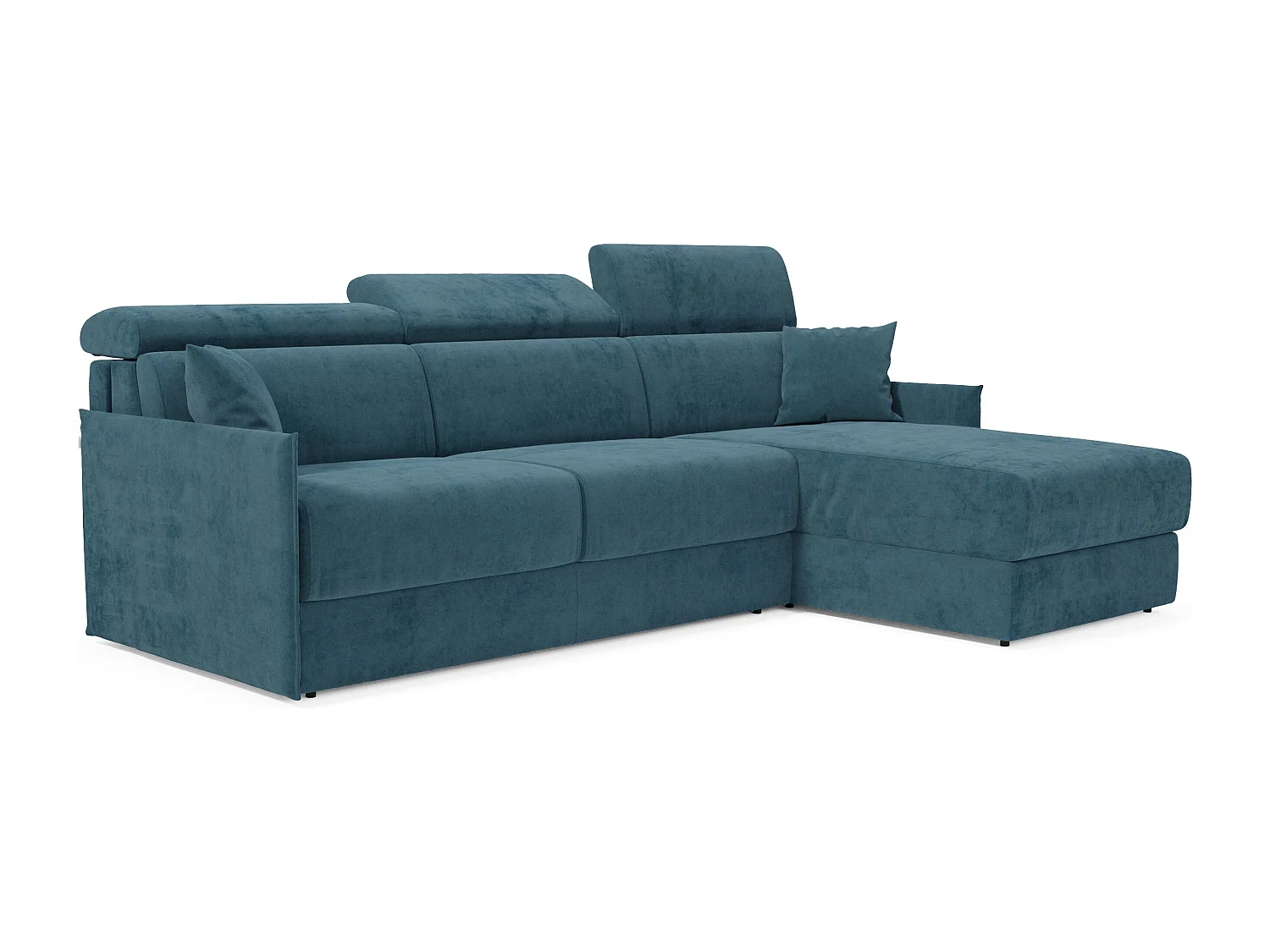 Miryam Ecksofa mit Matratze mit verstellbaren Kopfstützen aus weichem, fleckenabweisendem Stoff T31 272 cm links petrol