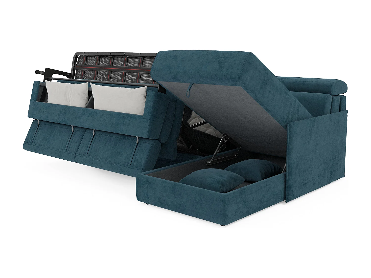 Miryam Ecksofa mit Matratze mit verstellbaren Kopfstützen aus weichem, fleckenabweisendem Stoff T31 232 cm links petrol