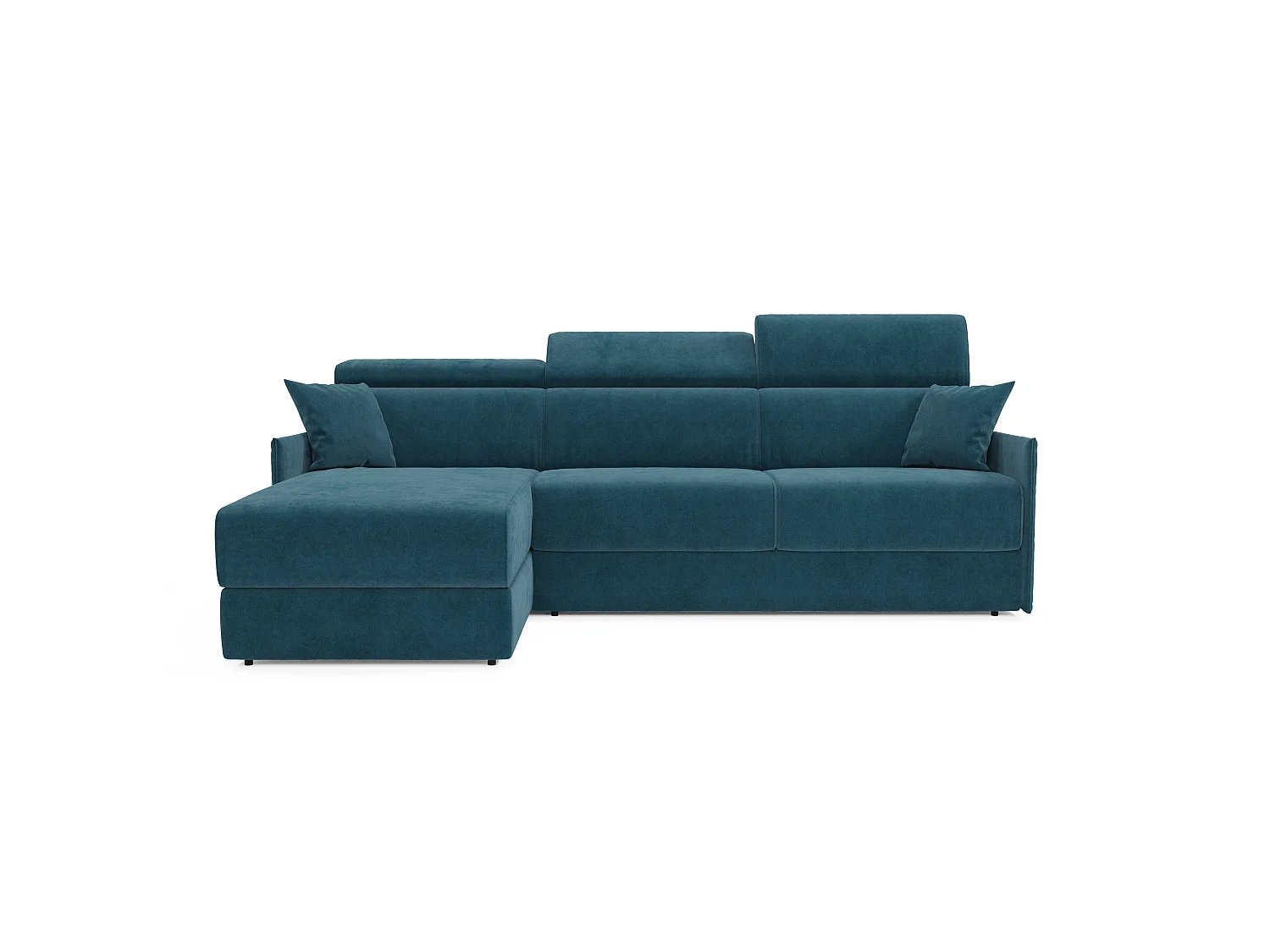Miryam Ecksofa mit Matratze mit verstellbaren Kopfstützen aus weichem, fleckenabweisendem Stoff T31 232 cm links petrol