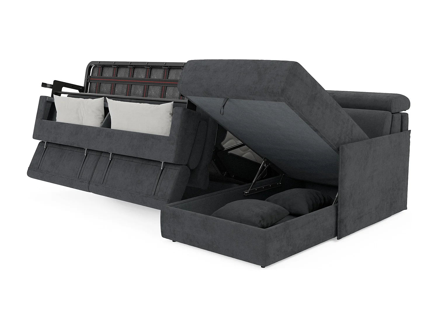 Miryam Ecksofa mit Matratze mit verstellbaren Kopfstützen aus weichem, fleckenabweisendem Stoff T31 272 cm links rostrot
