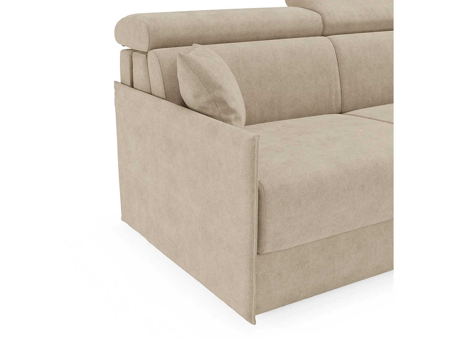 Miryam Schlafsofa mit Matratze mit verstellbaren Kopfstützen aus weichem, fleckenabweisendem Stoff T31 149 cm beige