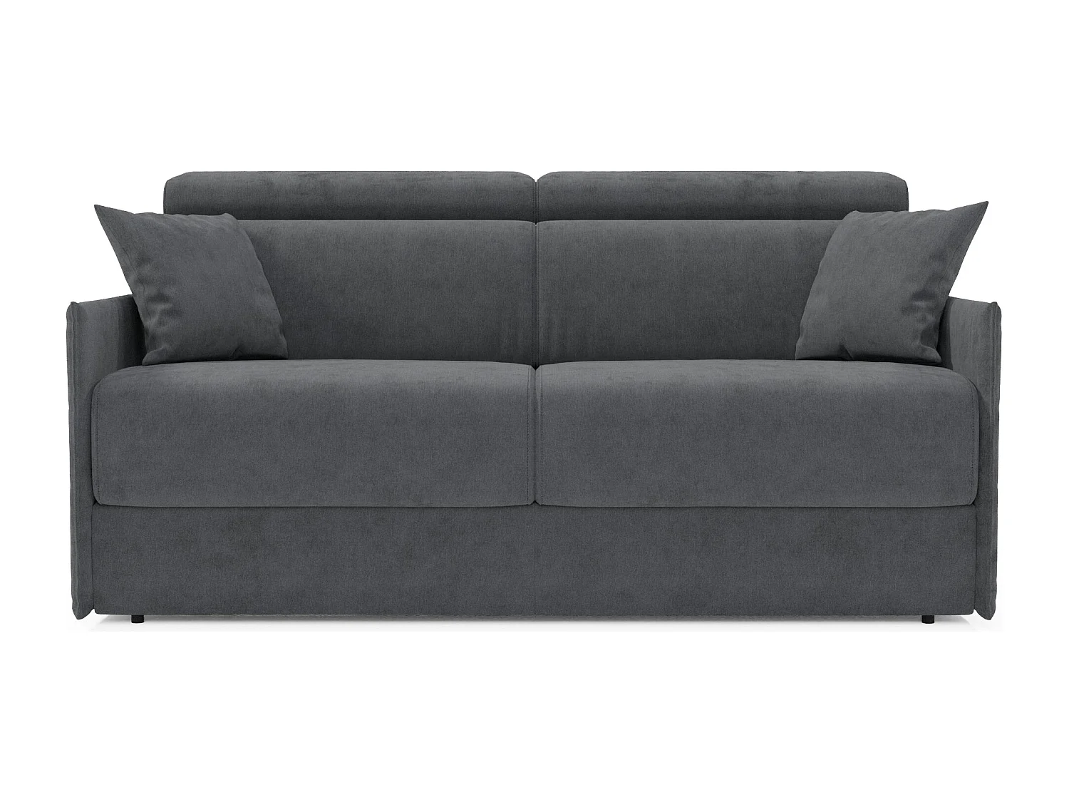 Miryam Schlafsofa mit Matratze mit verstellbaren Kopfstützen aus weichem, fleckenabweisendem Stoff T31 189 cm anthrazitgrau