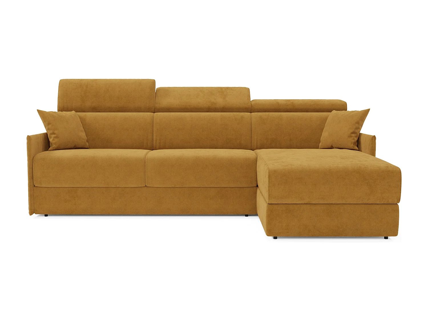 Miryam Ecksofa mit Matratze mit verstellbaren Kopfstützen aus weichem, fleckenabweisendem Stoff T31 272 cm links gelb