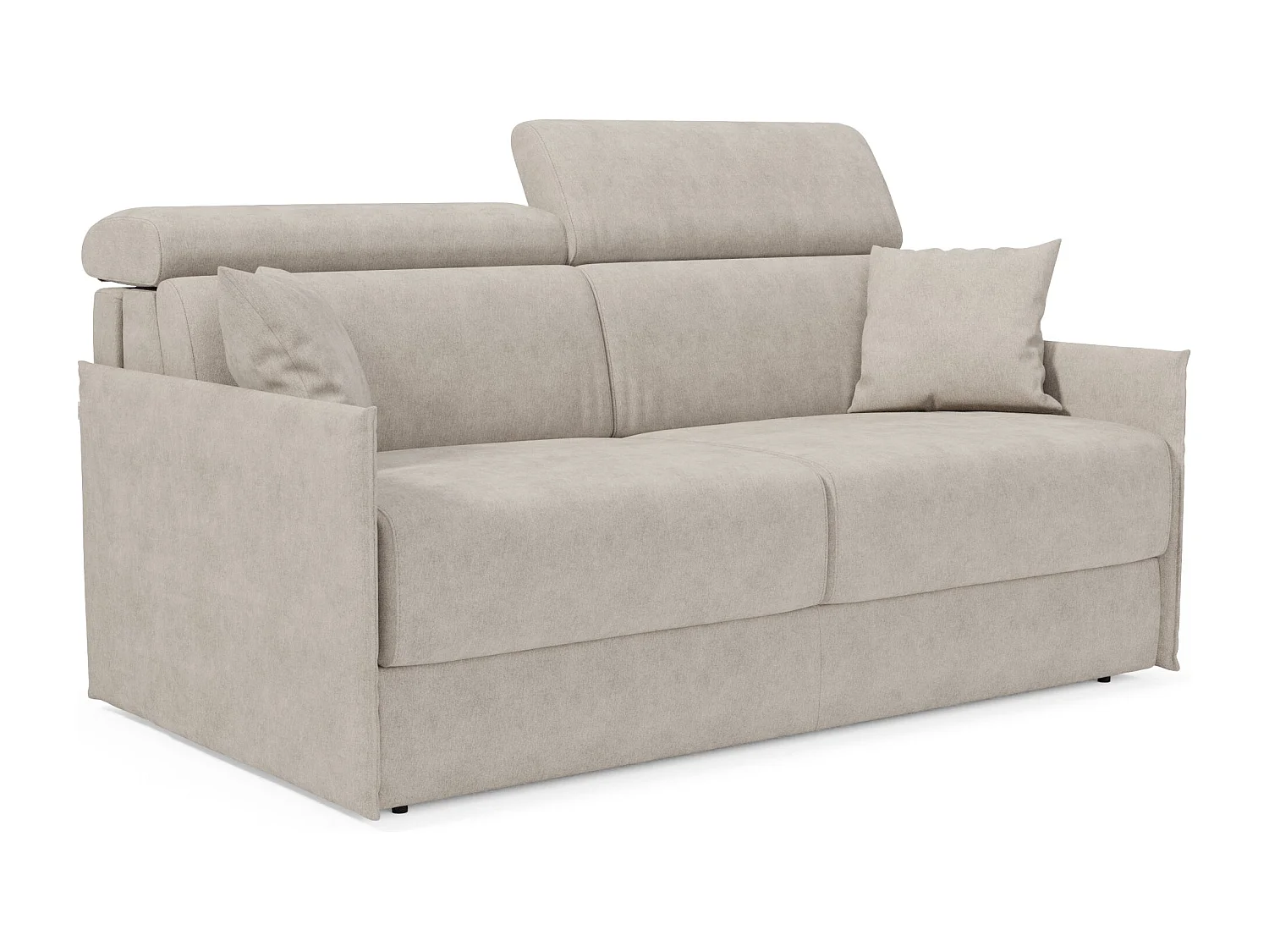 Miryam Schlafsofa mit Matratze mit verstellbaren Kopfstützen aus weichem, fleckenabweisendem Stoff T31 169 cm creme